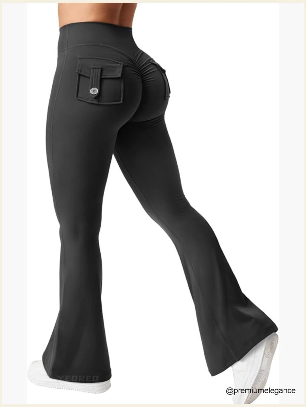 Flare Leggings with Pockets Scrunch Butt Lifting High Waist Yoga Pants